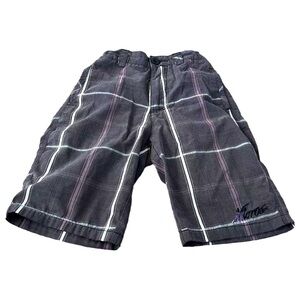 Micros Plaid Woven Long Skater Shorts Size 8 Youth
